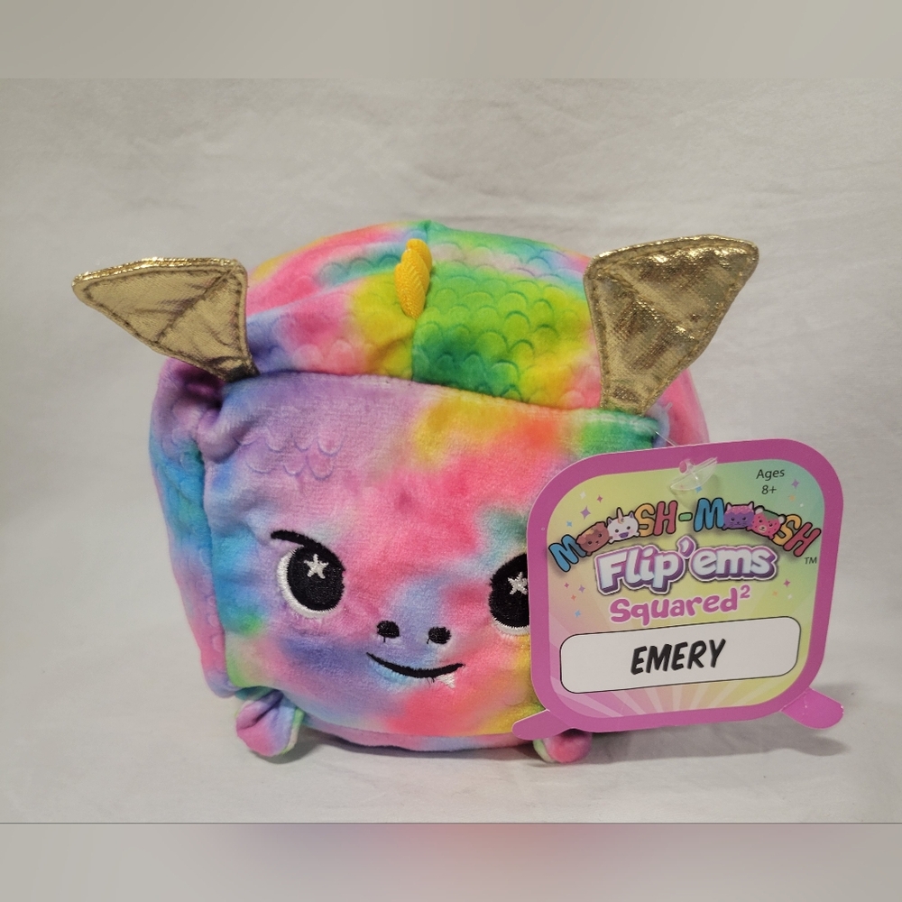 Moosh Moosh Emery Flip Em Squared Reversible Rainbow Plush Stuffed Animal Toy